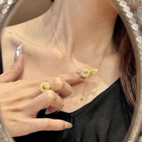 Titanium Steel Jewelry Set, with Resin, plated, fashion jewelry & for woman, golden 