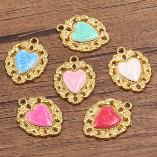 pendentifs de cœur en inox , Acier inoxydable 304, coeur, Placage, DIY & émail, plus de couleurs à choisir Vendu par sac