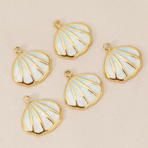 Pendentifs de Émail laiton , coquille, Placage de couleur d'or, DIY & émail, doré Vendu par sac