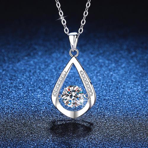 Argent sterling 925 collier, avec 2inch chaînes de rallonge, larme, Plaqué de platine, Chaîne transversale & différents matériaux pour le choix & pour femme Environ 15.7 pouce, Vendu par PC