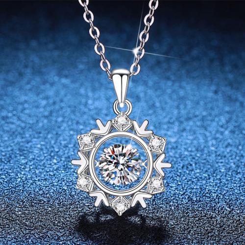 Argent sterling 925 collier, avec 2inch chaînes de rallonge, flocon de neige, Plaqué de platine, Chaîne transversale & différents matériaux pour le choix & pour femme Environ 15.7 pouce, Vendu par PC