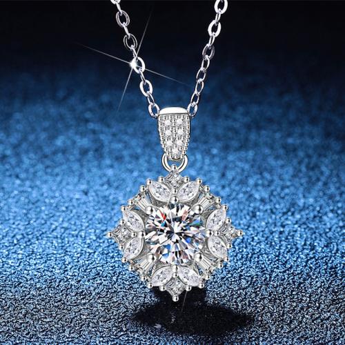 Argent sterling 925 collier, avec 2inch chaînes de rallonge, flocon de neige, Plaqué de platine, Chaîne transversale & différents matériaux pour le choix & pour femme Environ 15.7 pouce, Vendu par PC
