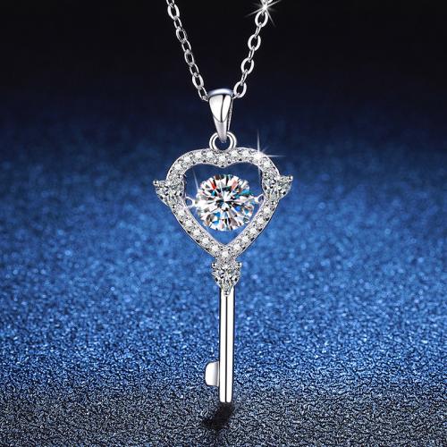 Argent sterling 925 collier, avec 2inch chaînes de rallonge, clé, Plaqué de platine, Chaîne transversale & différents matériaux pour le choix & pour femme Environ 15.7 pouce, Vendu par PC