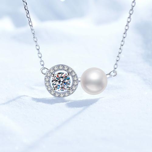 Argent sterling 925 collier, avec perle d'eau douce cultivée, avec 2inch chaînes de rallonge, Chaîne transversale & différents matériaux pour le choix & pour femme Environ 15.7 pouce, Vendu par PC