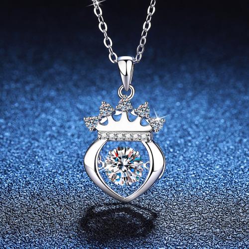 Argent sterling 925 collier, avec 2inch chaînes de rallonge, couronne, Plaqué de platine, Chaîne transversale & différents matériaux pour le choix & pour femme Environ 15.7 pouce, Vendu par PC