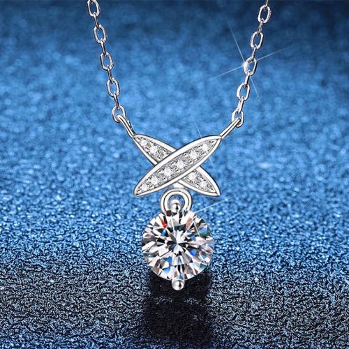Argent sterling 925 collier, avec 2inch chaînes de rallonge, Plaqué de platine, Chaîne transversale & différents matériaux pour le choix & pour femme Environ 15.7 pouce, Vendu par PC