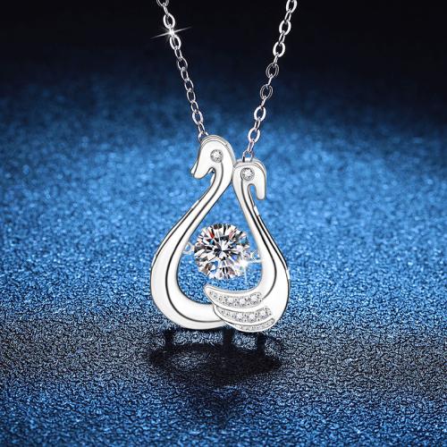 Argent sterling 925 collier, avec 2inch chaînes de rallonge, canard mandarin, Plaqué de platine, Chaîne transversale & différents matériaux pour le choix & pour femme Environ 15.7 pouce, Vendu par PC