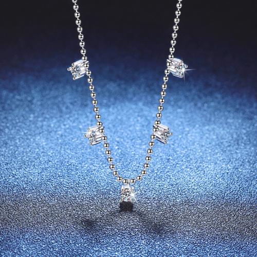 Argent sterling 925 collier, avec 2inch chaînes de rallonge, Plaqué de platine, différents matériaux pour le choix & chaîne à billes & pour femme Environ 15.7 pouce, Vendu par PC