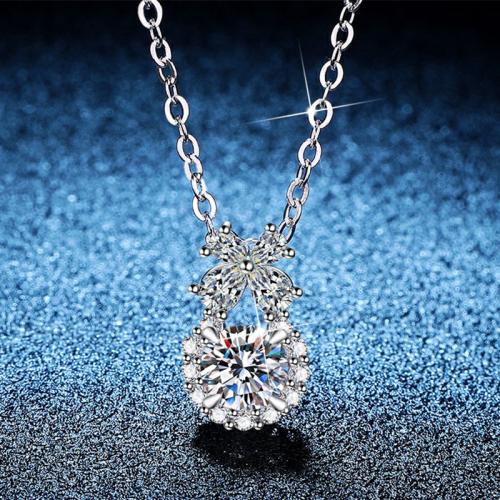 Argent sterling 925 collier, avec 2inch chaînes de rallonge, Plaqué de platine, Chaîne transversale & différents matériaux pour le choix & pour femme Environ 15.7 pouce, Vendu par PC