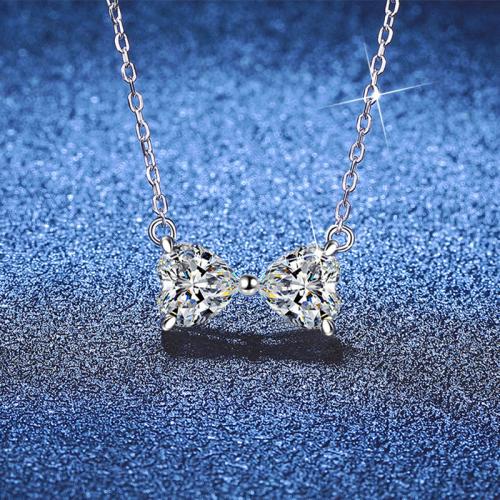 Argent sterling 925 collier, avec 2inch chaînes de rallonge, Noeud papillon, Plaqué de platine, Chaîne transversale & différents matériaux pour le choix & pour femme Environ 15.7 pouce, Vendu par PC