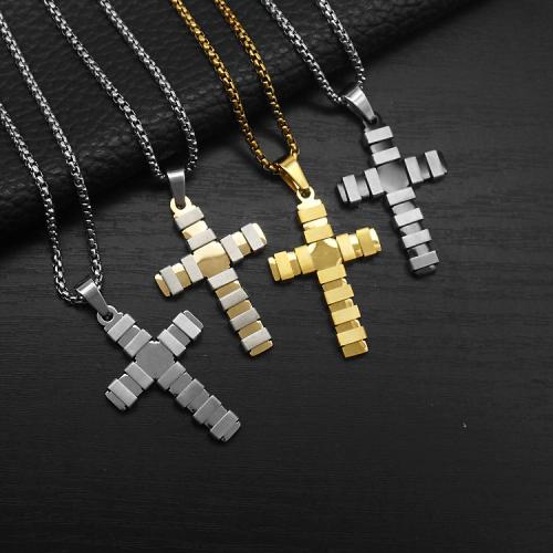 pendentifs En acier inoxydable de Croix , Acier inoxydable 304, avec Acier titane, Placage de couleur d'or, bijoux de mode, plus de couleurs à choisir Vendu par PC
