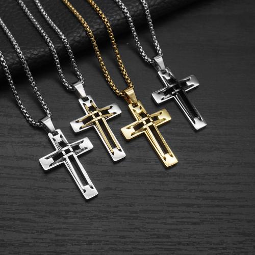 pendentifs En acier inoxydable de Croix , Acier inoxydable 304, avec Acier titane, Placage de couleur d'or, bijoux de mode, plus de couleurs à choisir Vendu par PC