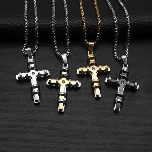 pendentifs En acier inoxydable de Croix , Acier inoxydable 304, Placage de couleur d'or, bijoux de mode & avec strass, plus de couleurs à choisir Vendu par PC