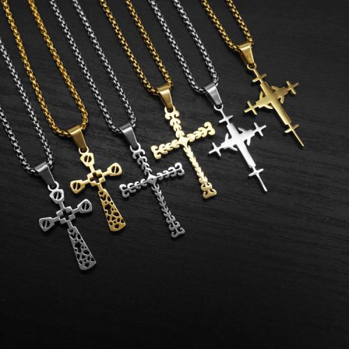pendentifs En acier inoxydable de Croix , Acier inoxydable 304, avec Acier titane, Placage de couleur d'or, bijoux de mode, plus de couleurs à choisir Vendu par PC