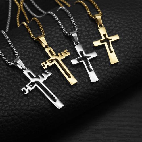 pendentifs En acier inoxydable de Croix , Acier inoxydable 304, avec Acier titane, Placage de couleur d'or, bijoux de mode, plus de couleurs à choisir Vendu par PC
