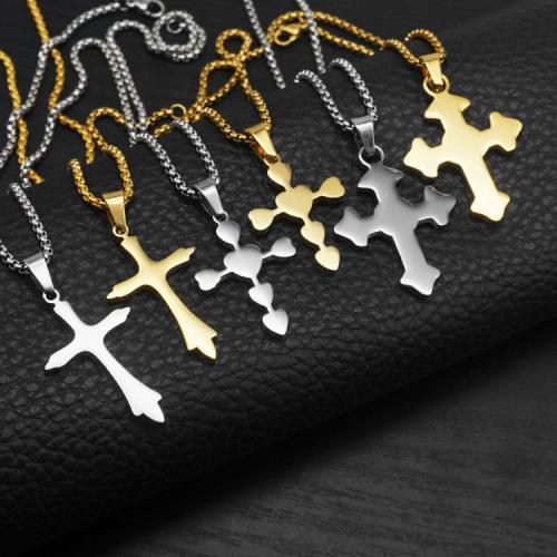 Stainless Steel Cross Pendants, 304 Stainless Steel, with Titanium Steel, gold color plated, fashion jewelry 