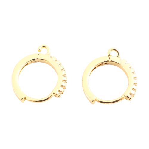 Brass Lever Back Earring Component, DIY & micro pave cubic zirconia, golden [