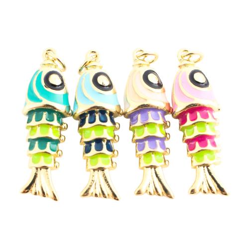 Pendentifs de Émail laiton , poisson, Placage de couleur d'or, DIY & émail, plus de couleurs à choisir Vendu par PC