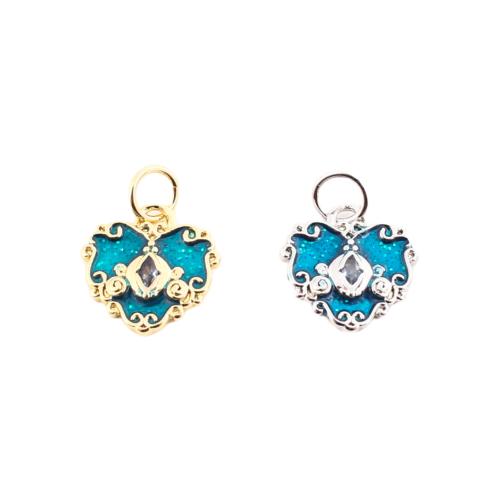 Cubique Pendentif en laiton zircon pavent, coeur, DIY & pavé de micro zircon & émail, plus de couleurs à choisir Vendu par PC