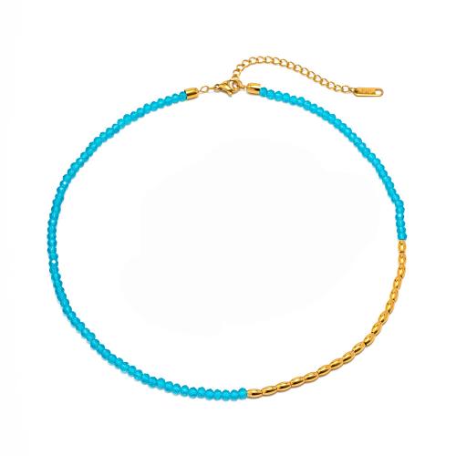 Collier en cristal, avec Acier inoxydable 304, Placage, bijoux de mode & pour femme & deux tons, Vendu par PC