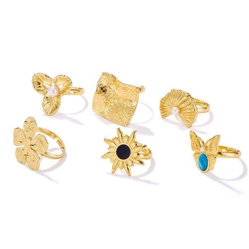 Bague en acier inoxydable, Acier inoxydable 304, Placage, bijoux de mode & styles différents pour le choix & pour femme, doré, Vendu par PC