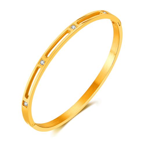Bracelet en acier inoxydable, Acier inoxydable 304, Placage, pavé de micro zircon & pour femme & creux, plus de couleurs à choisir, Vendu par PC