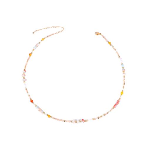 Acier inoxydable 304 collier, avec Pierre naturelle & perle de plastique & alliage de zinc, Placage, bijoux de mode & pour femme, multicolore, Vendu par PC