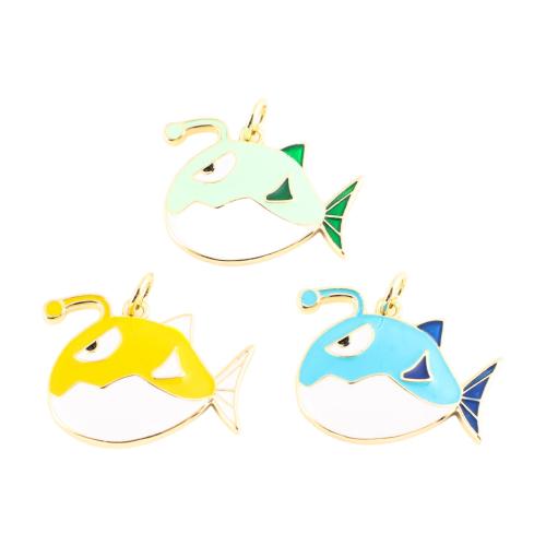 laiton Pendentif, poisson, Placage de couleur d'or, DIY & émail, plus de couleurs à choisir Vendu par PC