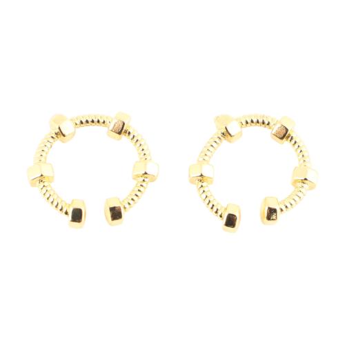 Латунь Серьга клип, ювелирные изделия моды & Женский, Золотой продается PC