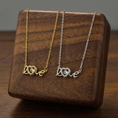 Collier de bijoux de titane, Acier titane, avec zircon cubique, Placage, bijoux de mode & pour femme, plus de couleurs à choisir, Vendu par PC