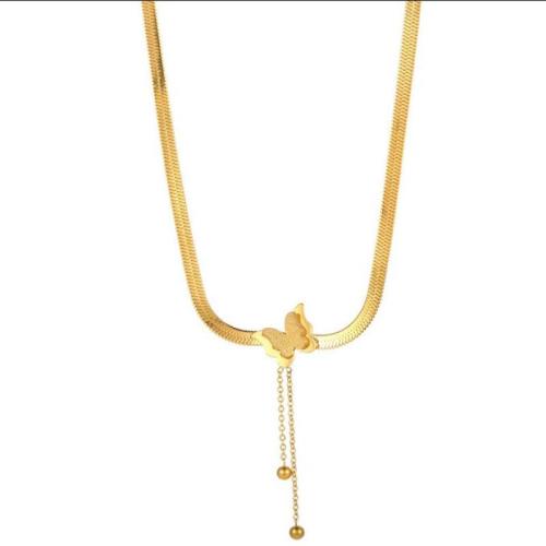 Collier de bijoux de titane, Acier titane, papillon, Placage, bijoux de mode & pour femme, plus de couleurs à choisir Environ 41 cm, Vendu par PC