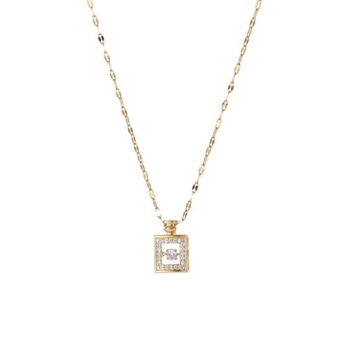 Collier de bijoux de titane, Acier titane, avec zircon cubique, Placage, bijoux de mode & pour femme, doré Environ 41 cm, Vendu par PC