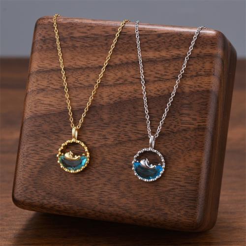 Titanium Steel Jewelry Necklace, with Resin, plated, fashion jewelry & for woman [