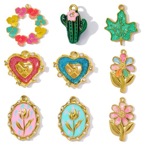 Pendentifs en acier inoxydable strass, Acier inoxydable 304, avec Plastique ABS perle, Placage, DIY & émail & avec strass, plus de couleurs à choisir Vendu par sac