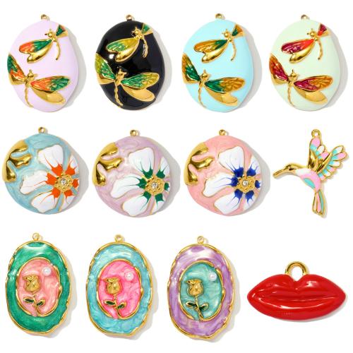 Pendentifs en acier inoxydable strass, Acier inoxydable 304, avec Plastique ABS perle, Placage, DIY & émail & avec strass, plus de couleurs à choisir Vendu par sac