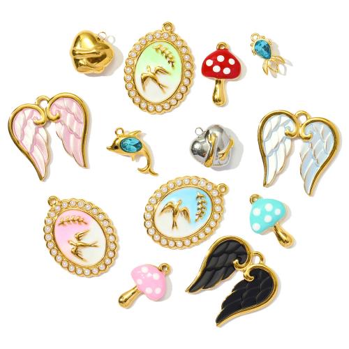 エナメル質のステンレス　ペンダント, 304ステンレススチール, とともに ガラスストーン & ABS 樹脂パール, メッキ, DIY, 無色, 3パソコン/バッグ, 売り手 バッグ