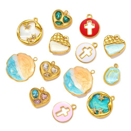 Pendentifs en acier inoxydable strass, Acier inoxydable 304, avec Pierre de verre & pierre gemme, Placage, DIY & émail & avec strass, plus de couleurs à choisir Vendu par sac