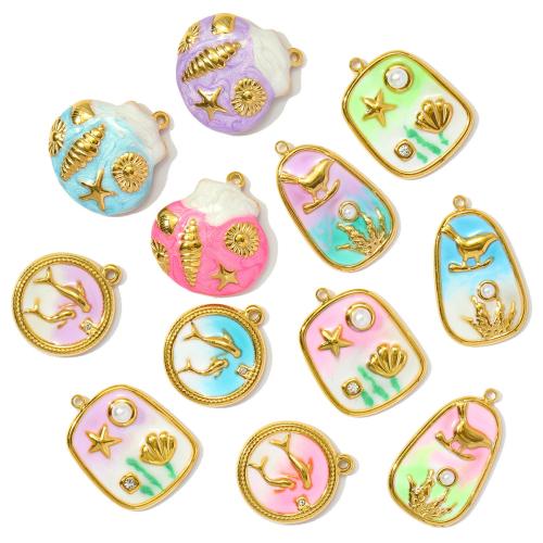 Pendentifs en acier inoxydable strass, Acier inoxydable 304, avec Plastique ABS perle, Placage, DIY & émail & avec strass, plus de couleurs à choisir Vendu par sac