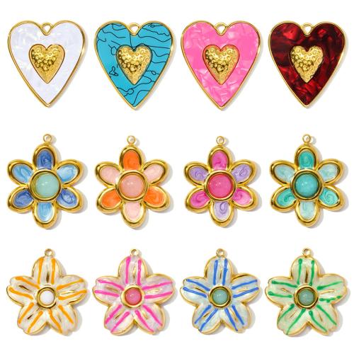 エナメル質のステンレス　ペンダント, 304ステンレススチール, とともに ジェムストーン, メッキ, DIY, 無色, 3パソコン/バッグ, 売り手 バッグ