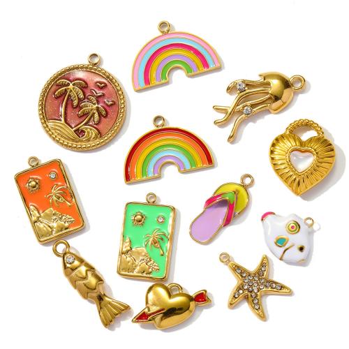 Pendentifs en acier inoxydable strass, Acier inoxydable 304, Placage, DIY & émail & avec strass, plus de couleurs à choisir Vendu par sac