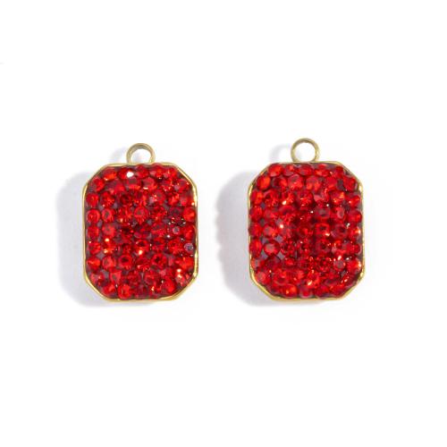 Pendentifs en acier inoxydable strass, Acier inoxydable 304, Placage, DIY & avec strass, plus de couleurs à choisir Vendu par sac