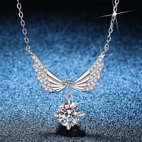 Argent sterling 925 collier, avec 2inch chaînes de rallonge, aile d'ange, Plaqué de platine, Chaîne transversale & différents matériaux pour le choix & pour femme Environ 15.7 pouce, Vendu par PC