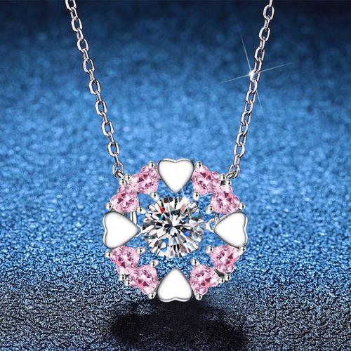 Argent sterling 925 collier, avec 2inch chaînes de rallonge, coeur, Plaqué de platine, Chaîne transversale & différents matériaux pour le choix & pour femme Environ 15.7 pouce, Vendu par PC