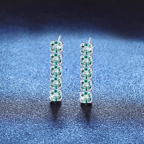 925 пробы Сережка-гвоздик, с Муассанит, покрытый платиной, ювелирные изделия моды & Женский продается Пара[