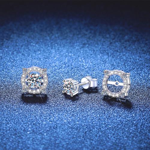 Argent sterling 925 boucle d oreille dormeuse, Plaqué de platine, différents matériaux pour le choix & pour femme, Vendu par paire[