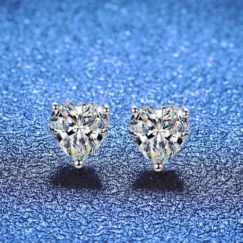 925 пробы Сережка-гвоздик, Сердце, покрытый платиной, различные материалы для выбора & Женский, продается Пара[