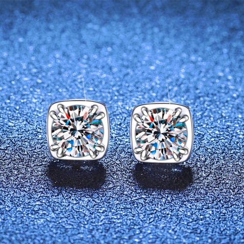 925 пробы Сережка-гвоздик, Квадратная форма, покрытый платиной, различные материалы для выбора & Женский, продается Пара[