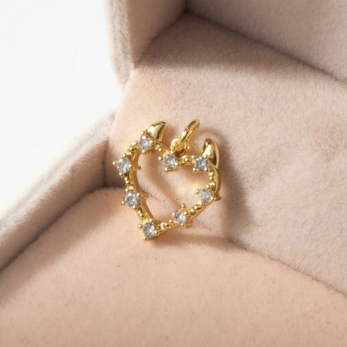 Messing Anhänger, Herz, plattiert, Modeschmuck & mit Strass, keine, frei von Nickel, Blei & Kadmium, 15.16x3.23x17.6mm, verkauft von PC