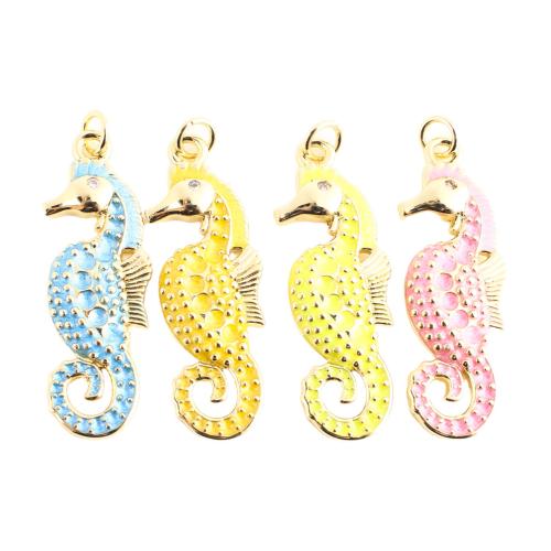 laiton Pendentif, hippocampe, Placage de couleur d'or, DIY & émail, plus de couleurs à choisir Vendu par PC