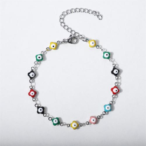 Mal pulsera ojo, acero inoxidable 316L, con 5cm extender cadena, Joyería & unisexo & esmalte, más colores para la opción, longitud:17 cm, Vendido por UD